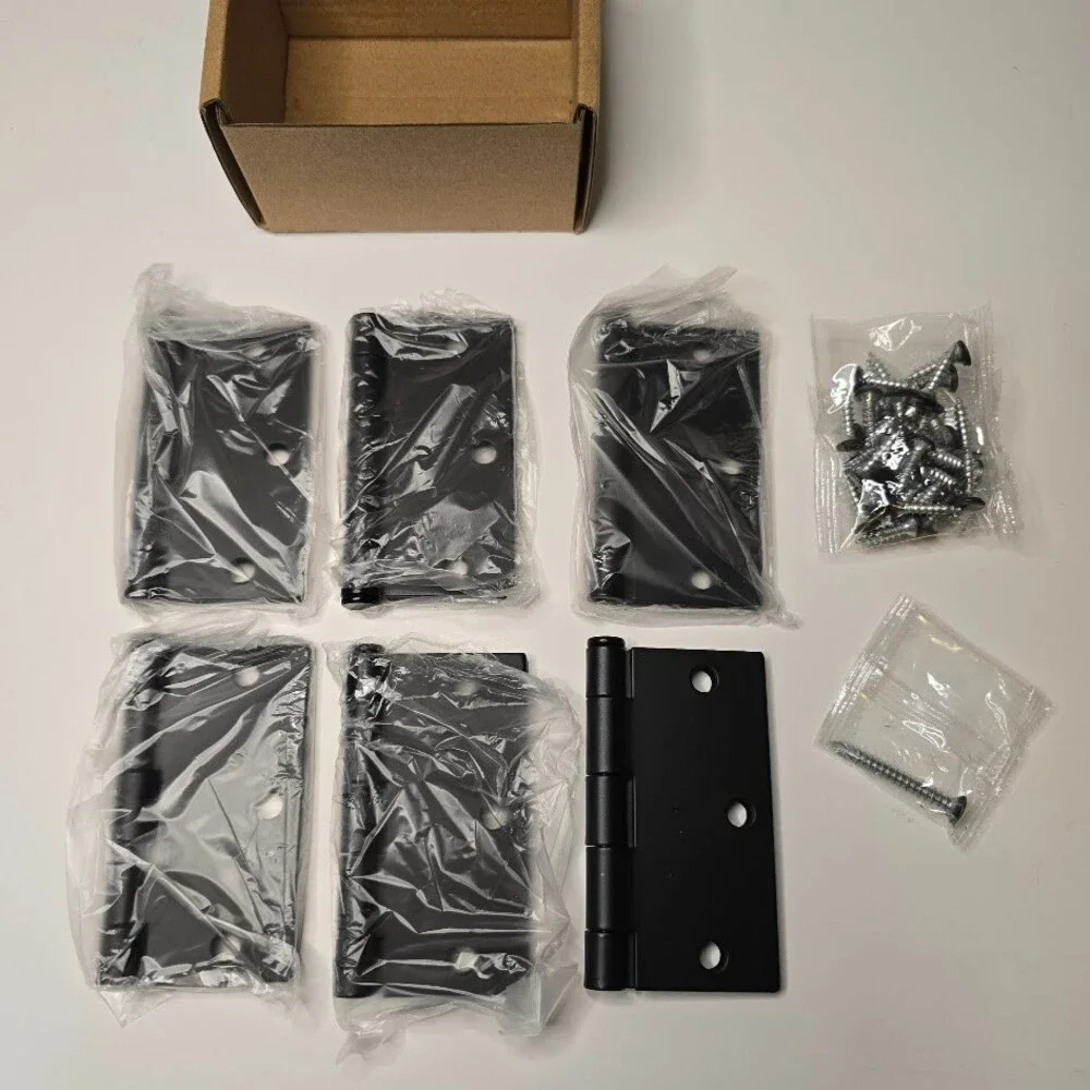 24 Pack Black Door Hinges 3.5 Inch with Square Corner, Matte Black Interior Door